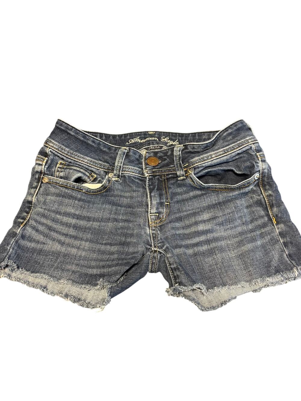 American Eagle Original Boot Stretch Denim Cutoff Shorts Womens Size 0 - Picture 1 of 7